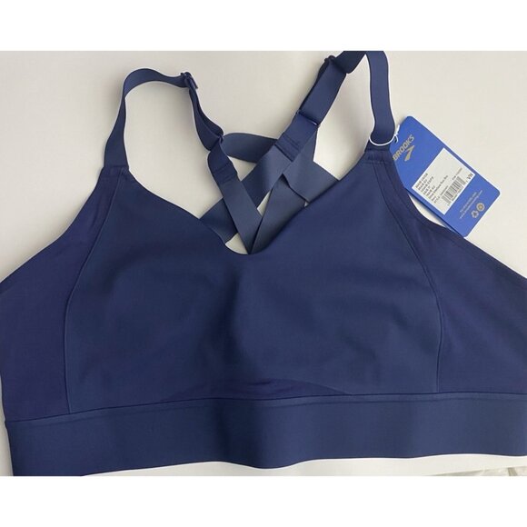 Brooks 40 A/B Run Drive Interlace Navy Sports Bra Compression Quick Dry Woven - Picture 5 of 10